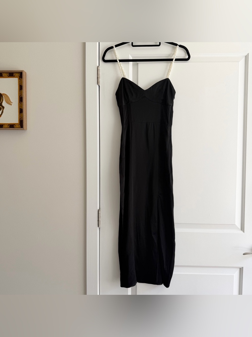 Zara Black Slip Dress with Pearl-Strap Detail - Picture 2 of 8